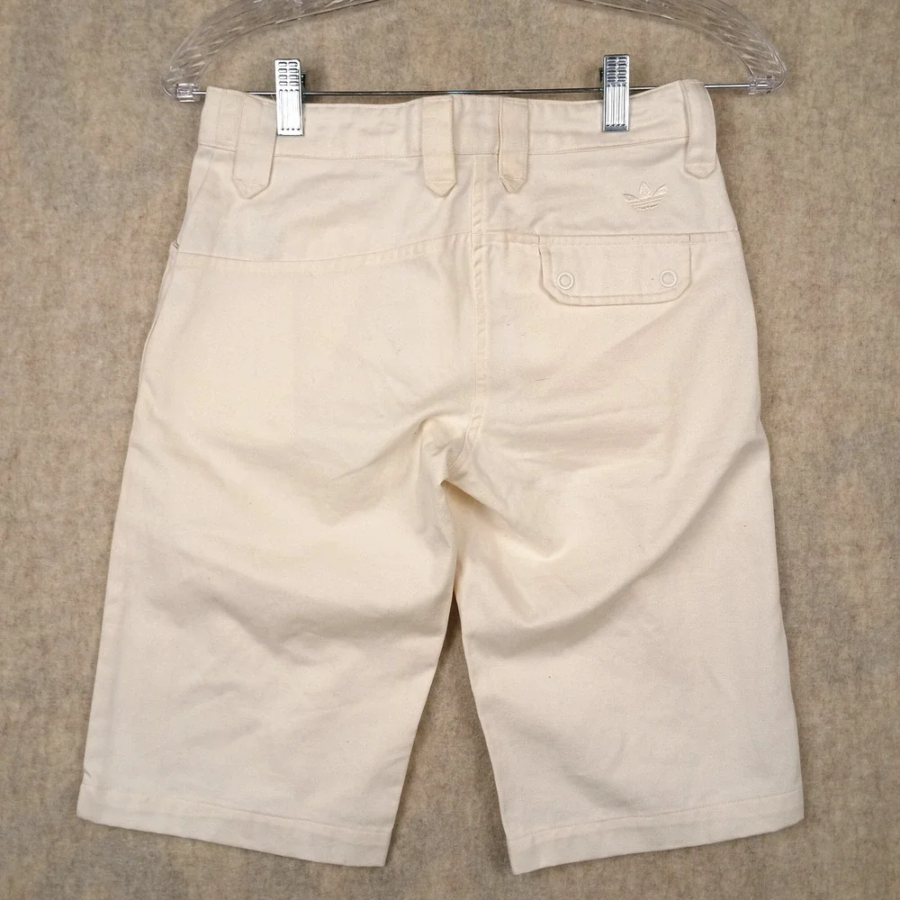 Adidas AGC002 All White Canvas Shorts 3 Stripe w/ Zipper 2005 12